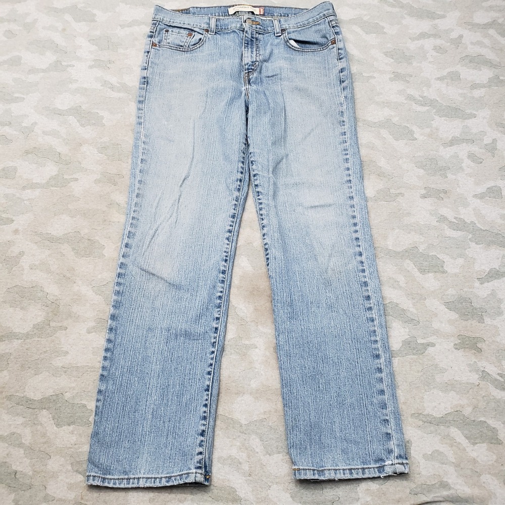 VTG Levi's 505 Jeans Womens 12 Blue Y2k Straight Leg Denim Light Wash